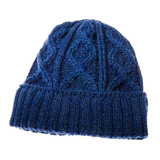 Aran Diamond Stitch Hat - Ink Blue