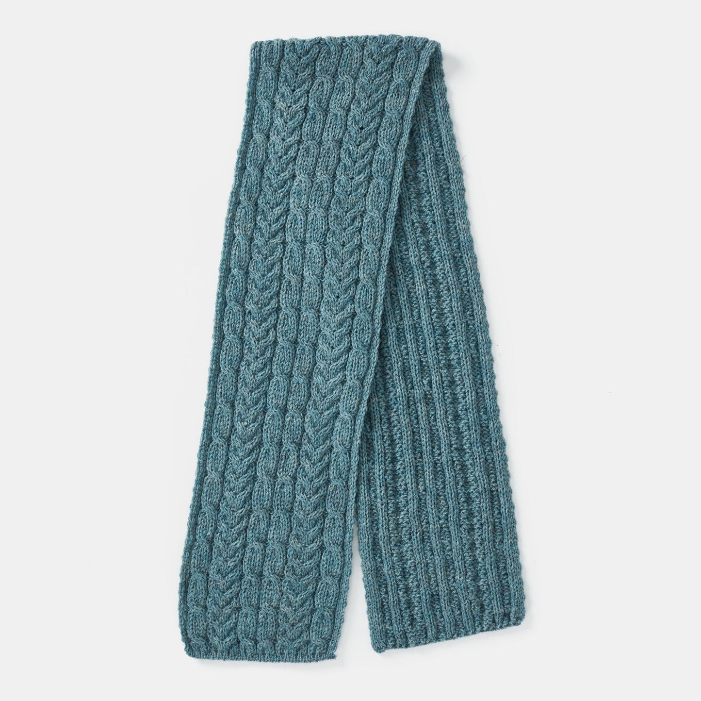 Aran Cable Scarf - Blue Sky