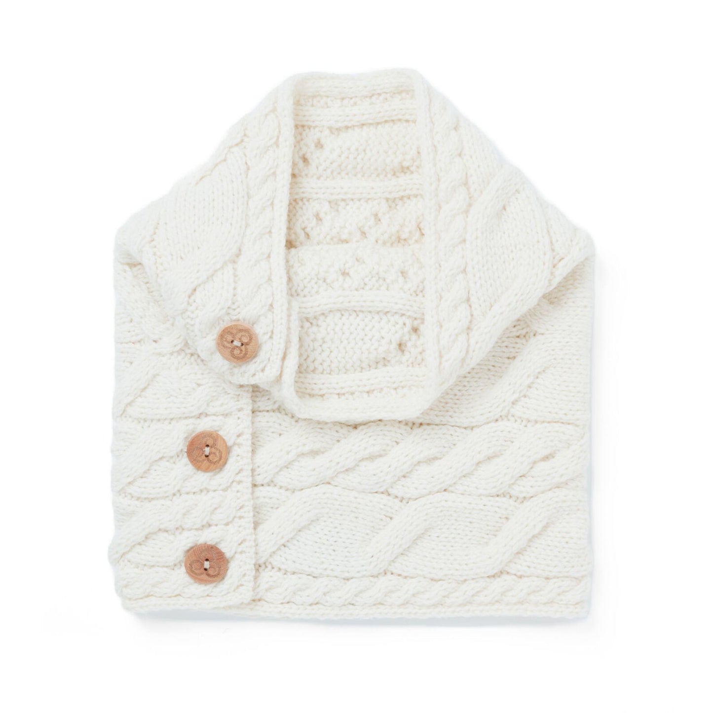 Aran Button Snood - Natural