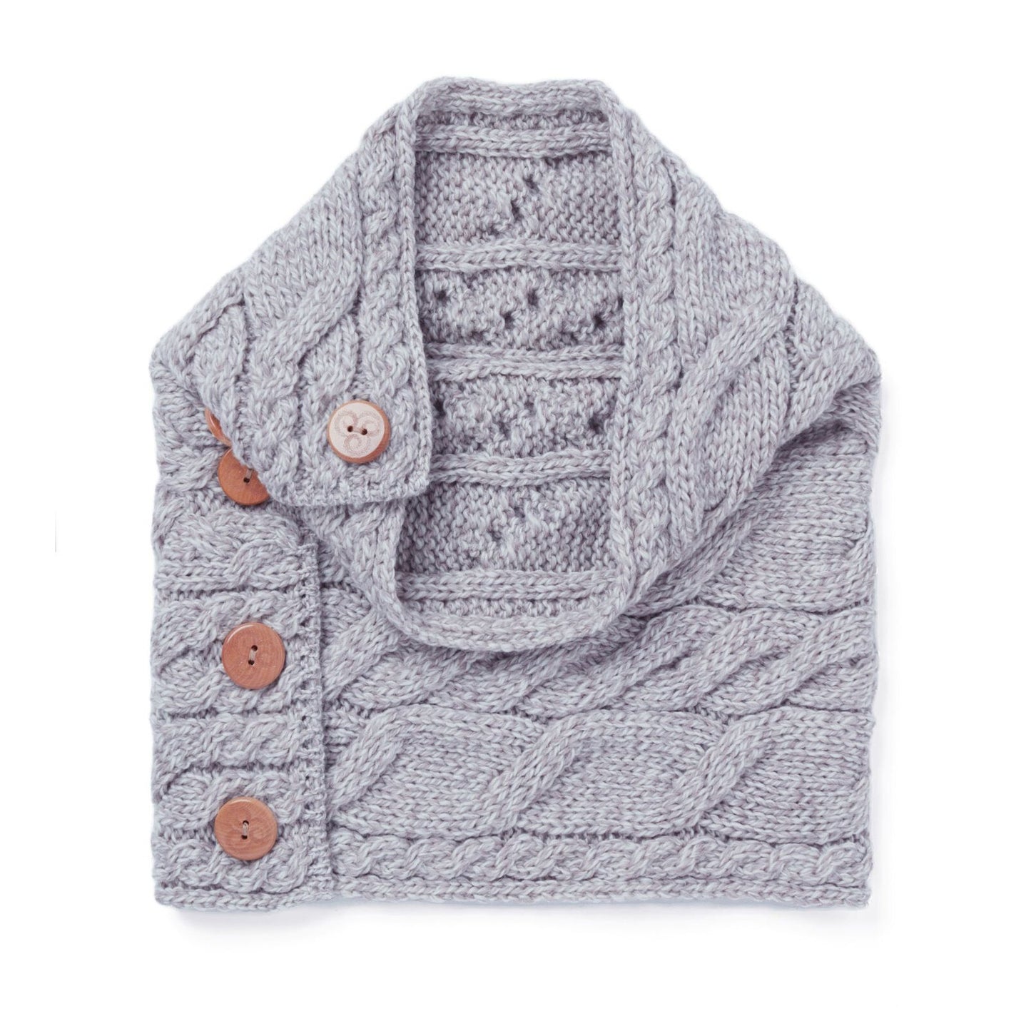 Aran Button Snood - Oatmeal