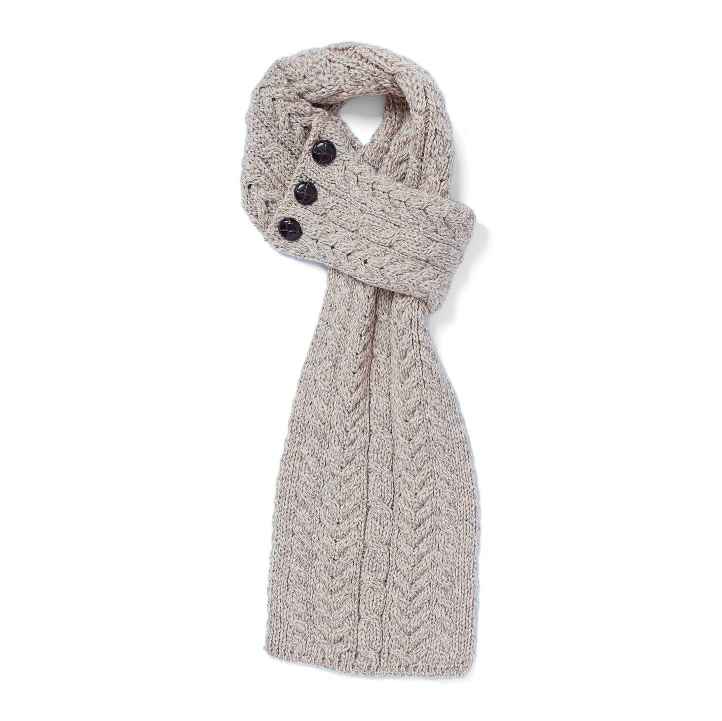 Aran Buttoned Loop Scarf - Oatmeal