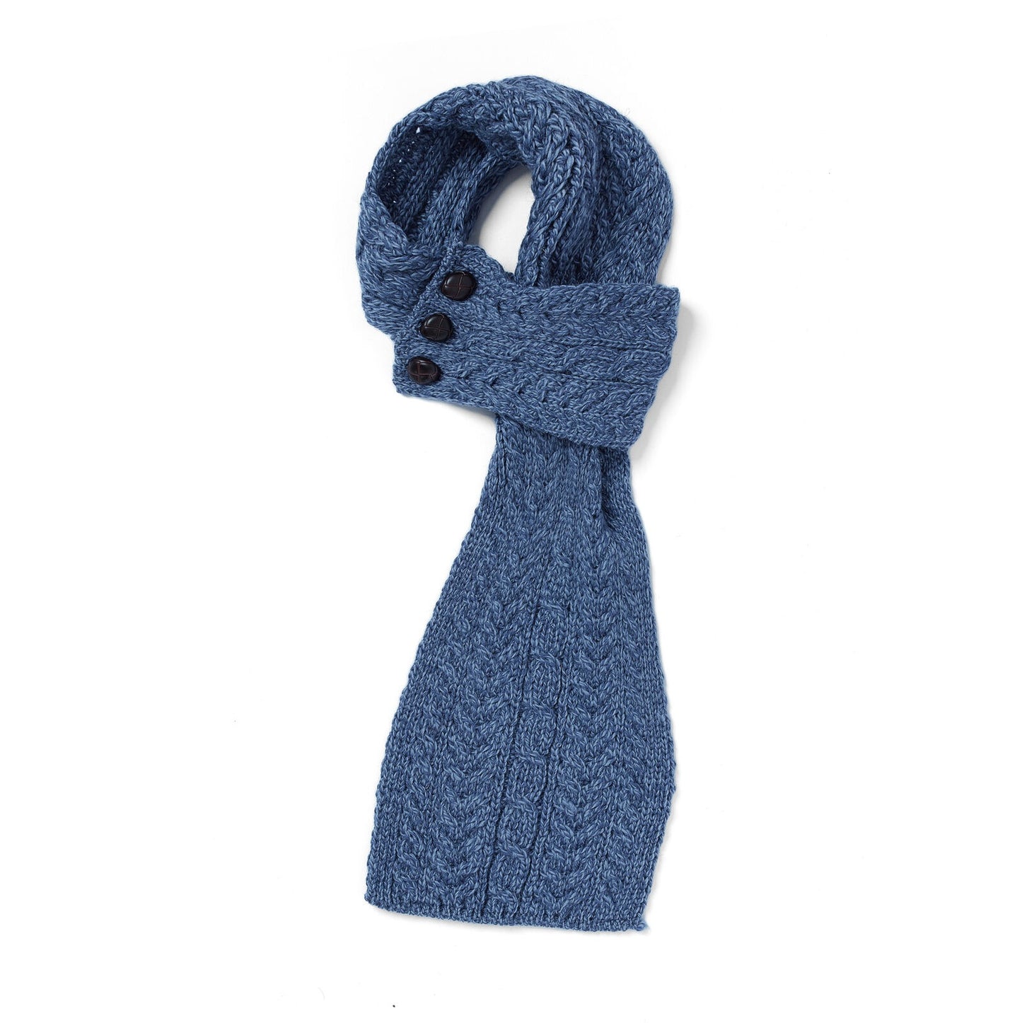 Aran Buttoned Loop Scarf - Denim