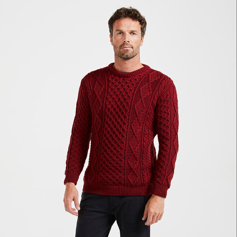Unisex Supersoft Merino Aran Sweater - Rua Red