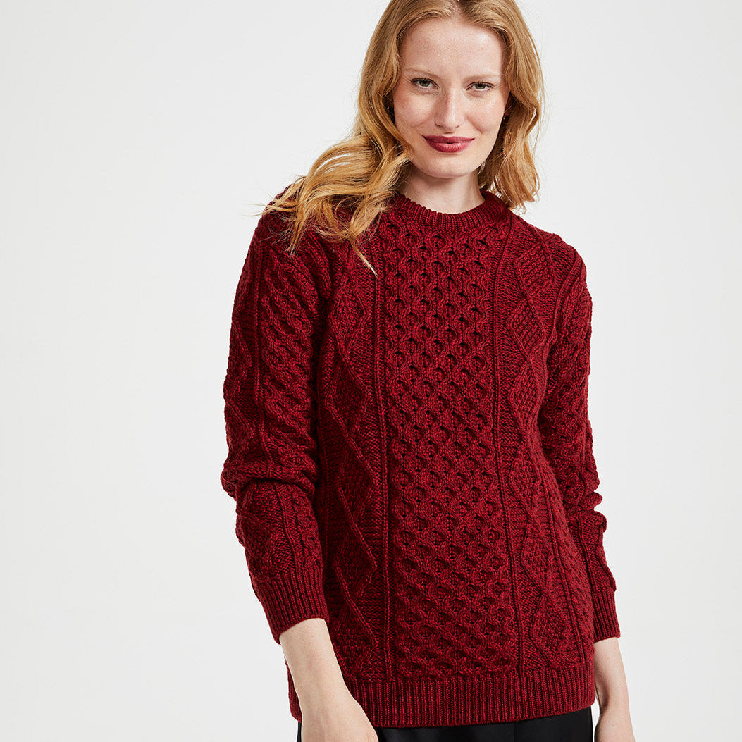 Unisex Supersoft Merino Aran Sweater - Rua Red
