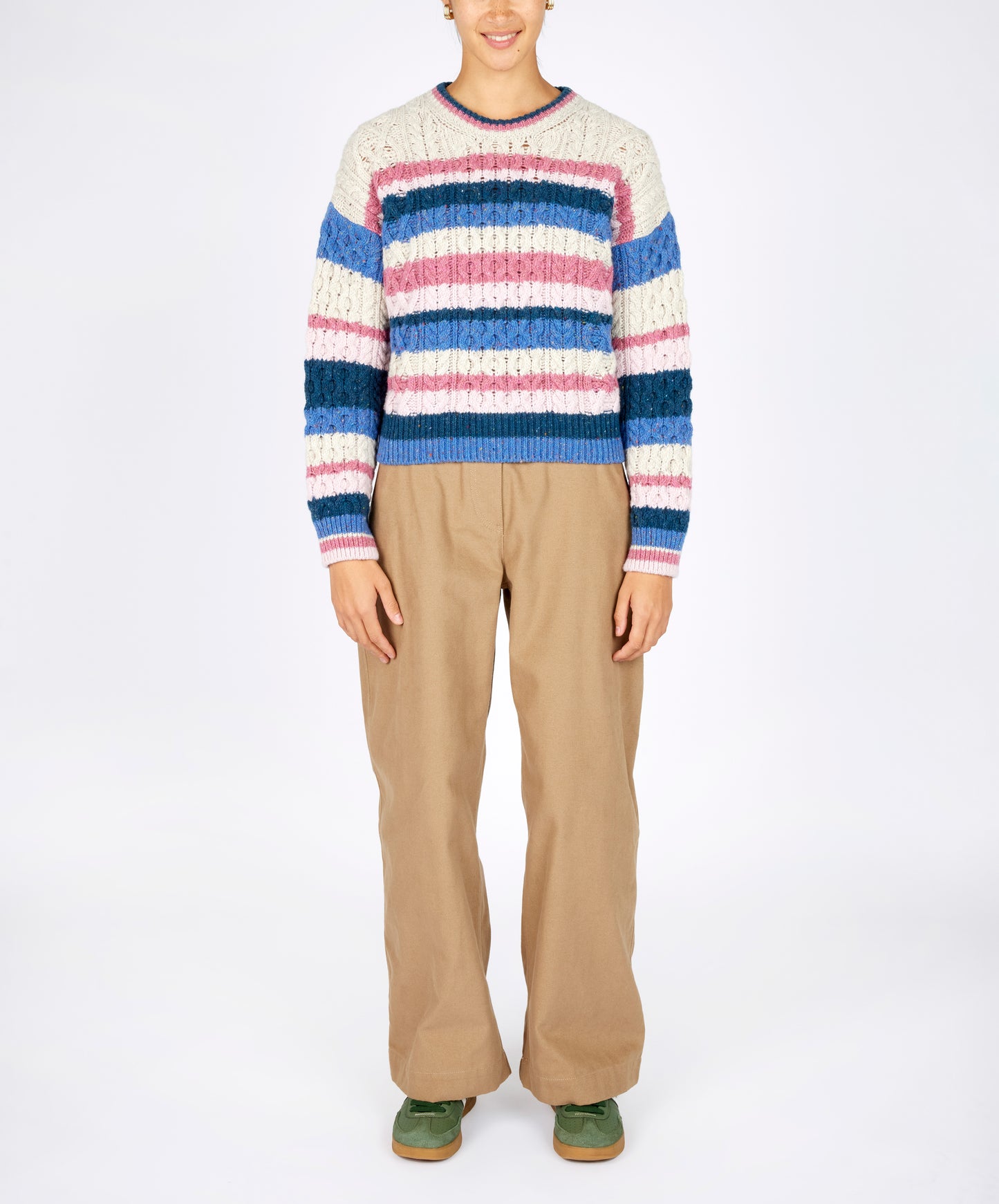 Maya Sweater - Pink Blue Stripe