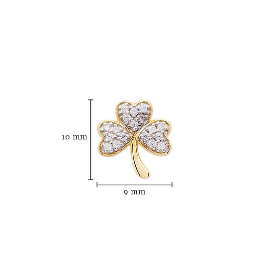 Shamrock Stud Earrings - Gold Vermeil & CZ
