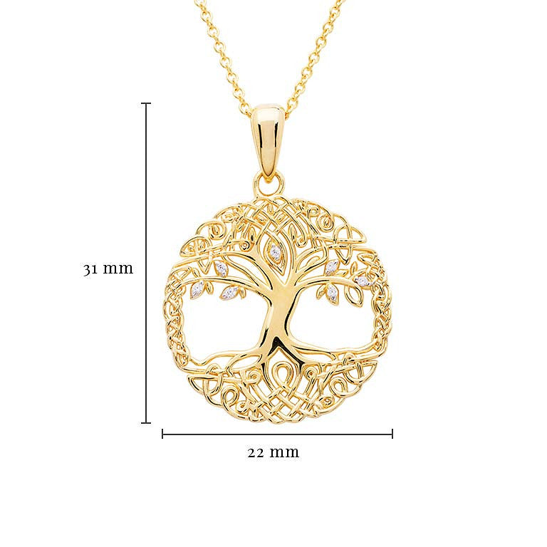 Celtic Tree of Life Necklace - Gold Vermeil & CZ