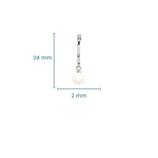 Sterling Silver Pearl Hoop Earrings