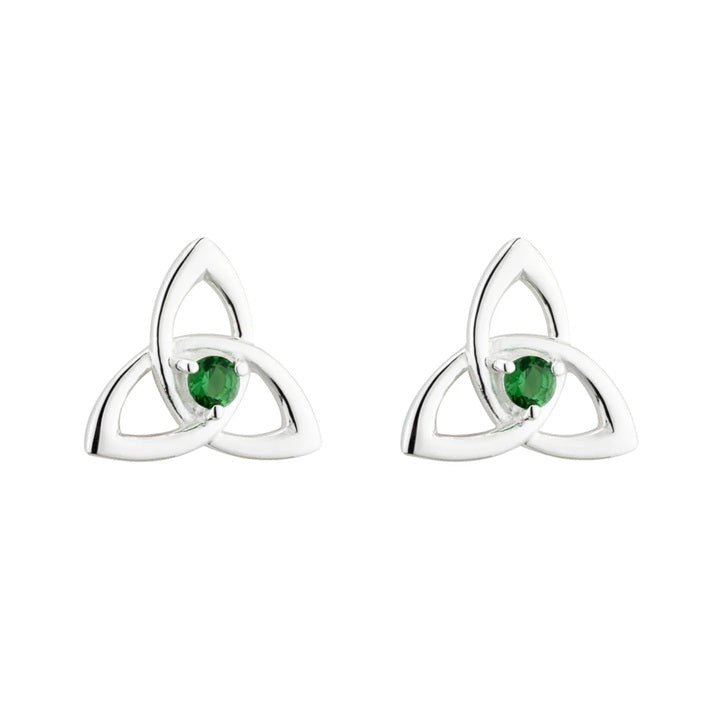 Green Crystal Trinity Knot Stud Earrings