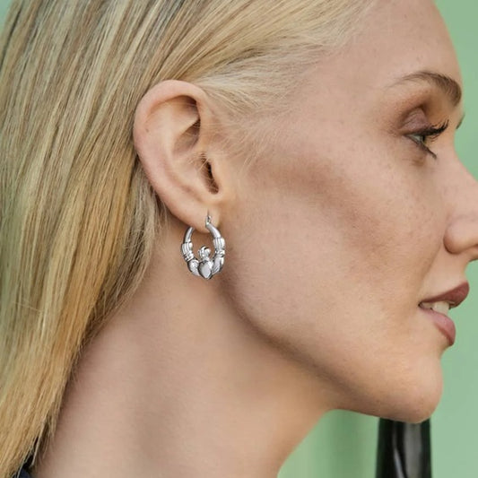 Medium Claddagh Hoop Earrings