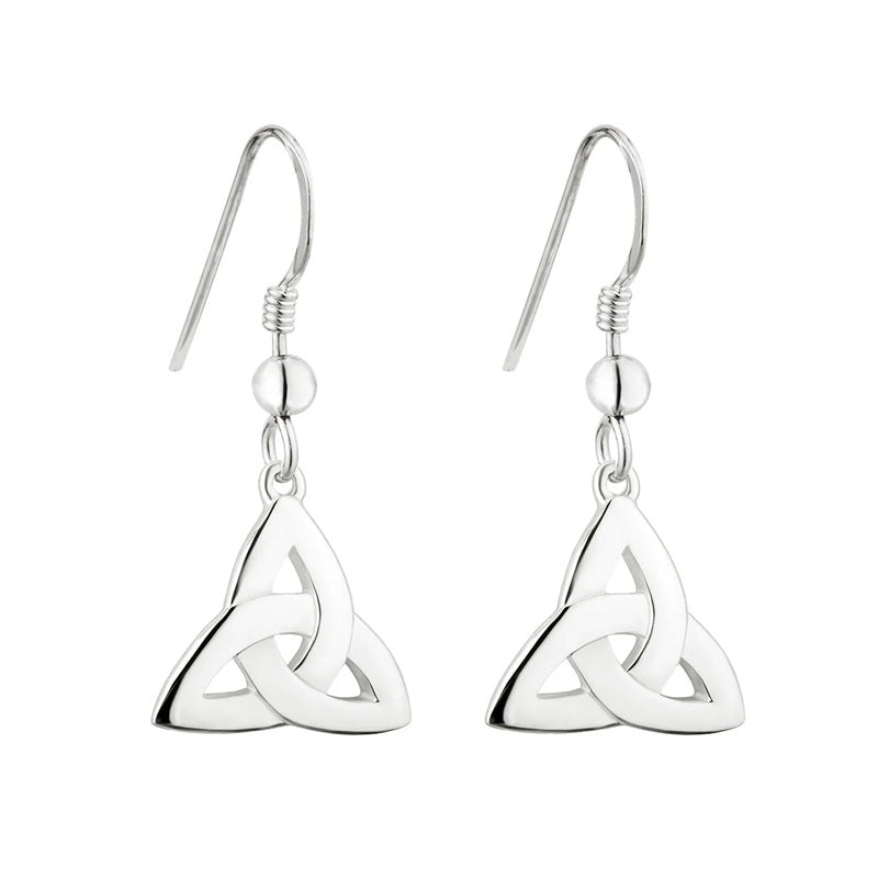 Sterling Silver Bold Trinity Knot Drop Earrings