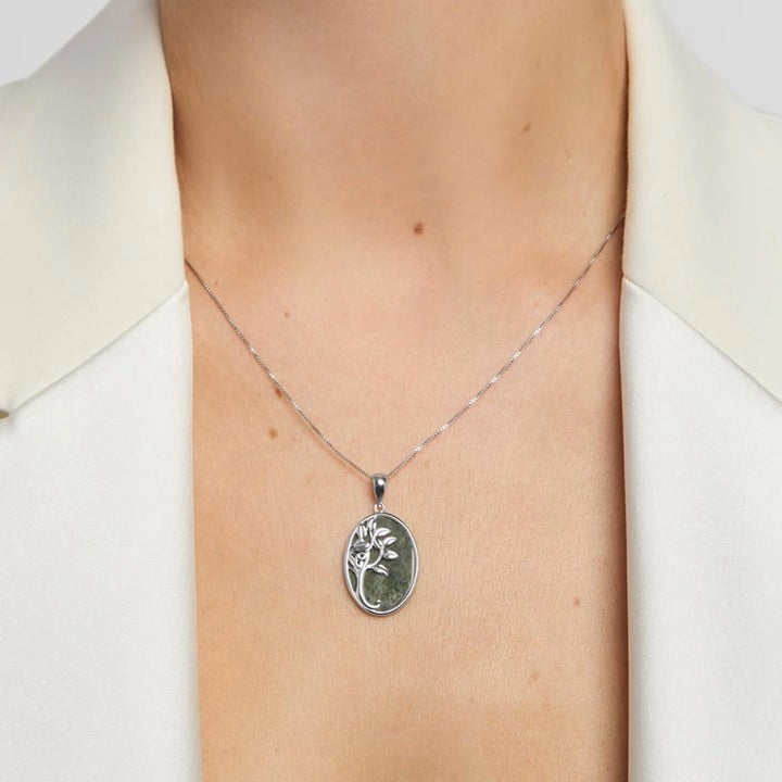Oval Sterling Silver Connemara Tree of Life Necklace