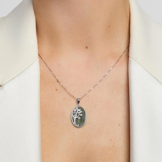 Oval Sterling Silver Connemara Tree of Life Necklace