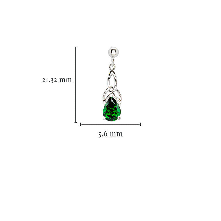 Sterling Silver & Pear Cut Emerald Green CZ Trinity Knot Drop Earrings