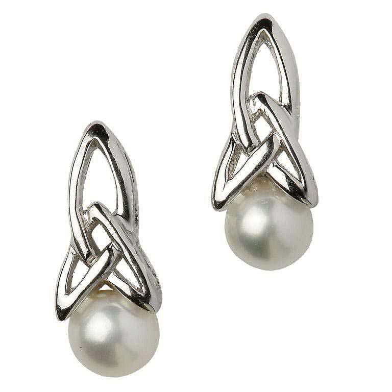 Celtic Sterling Silver Pearl Earrings