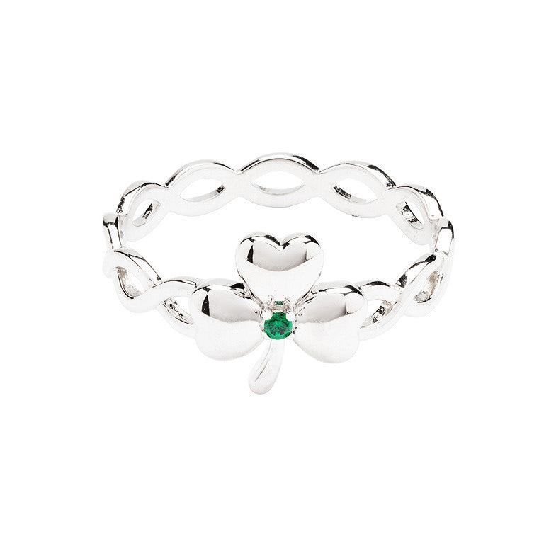Sterling Silver Braided Shamrock Ring