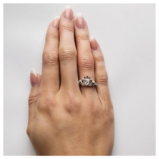 April Birthstone Claddagh Ring