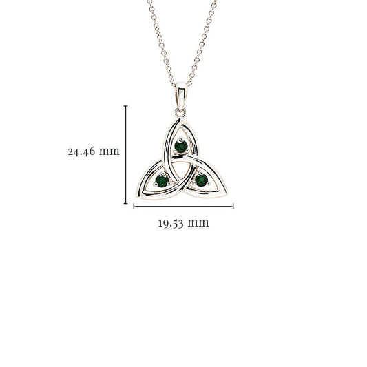 Sterling Silver & Green CZ Trinity Knot Necklace