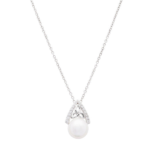 Intricate Trinity Knot Pearl Pendant