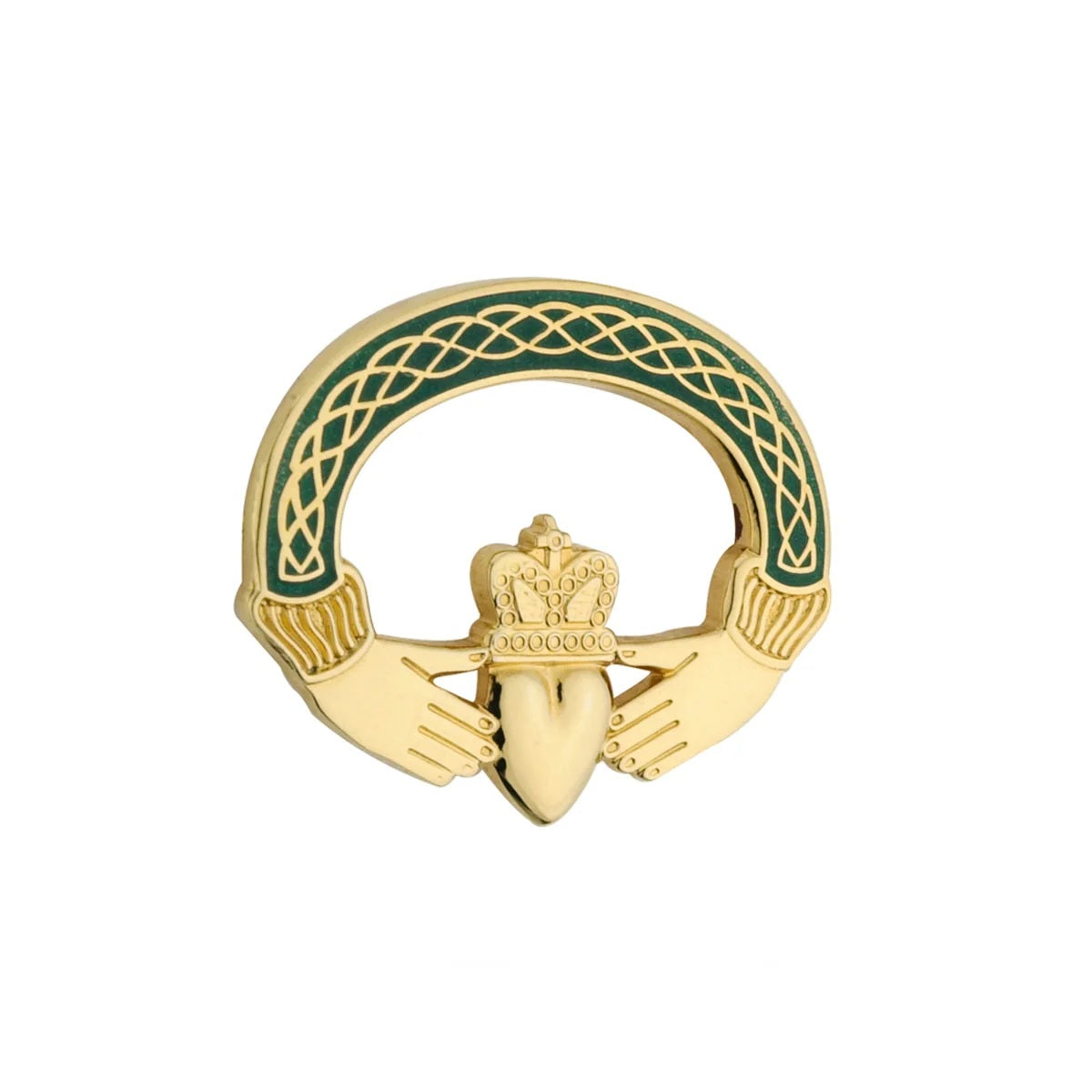 Gold Plated Claddagh Enamel Brooch