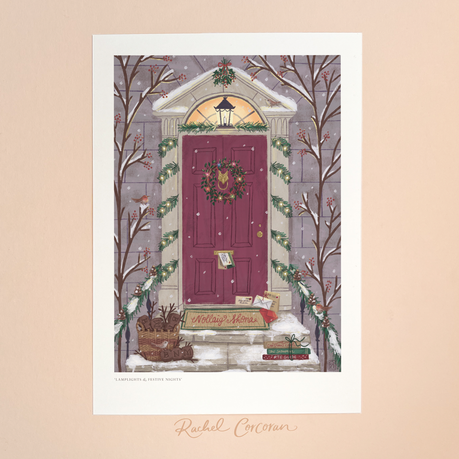 Lamplight & Festive Nights Dublin Doors Print