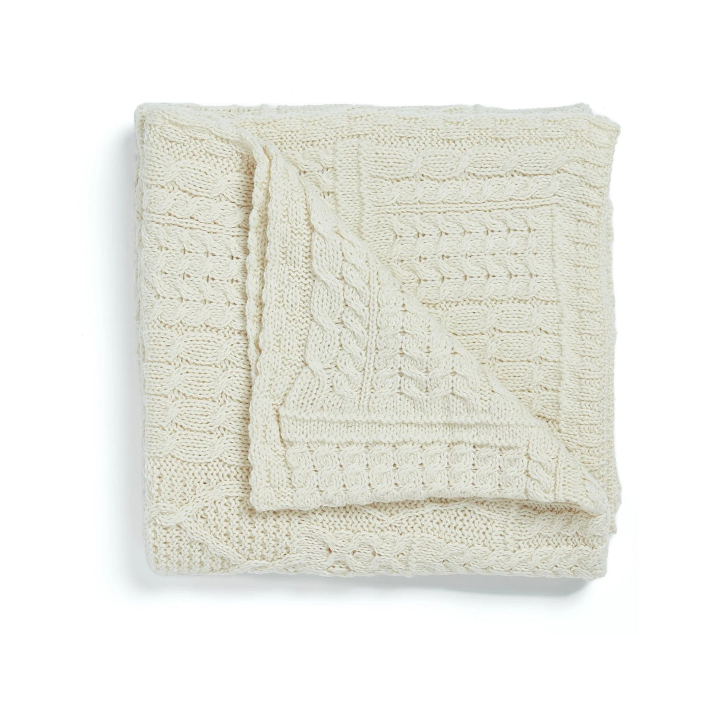 Aran Patchwork Wool Throw - Natural