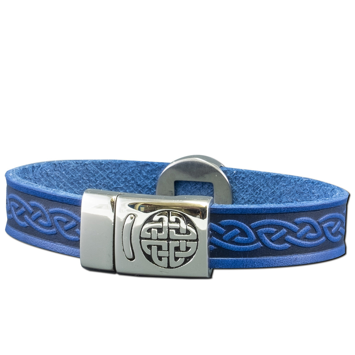 Triple Charm Leather Cuff Bracelet - Blue
