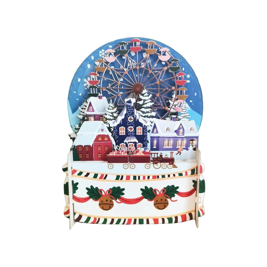 Snow Globe Christmas Village Pop Up Greeting Card