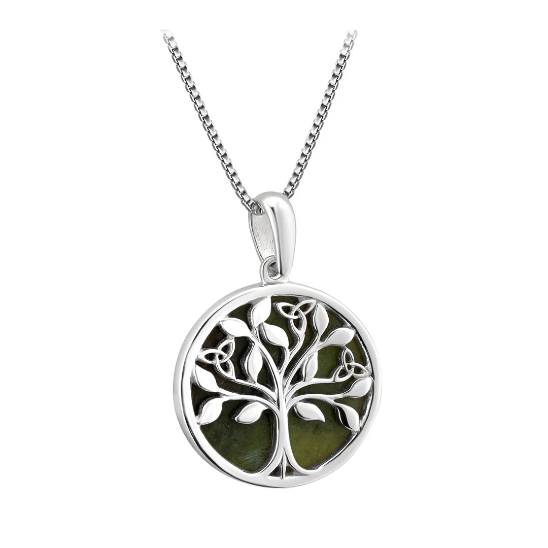 Round Sterling Silver Connemara Tree of Life Necklace