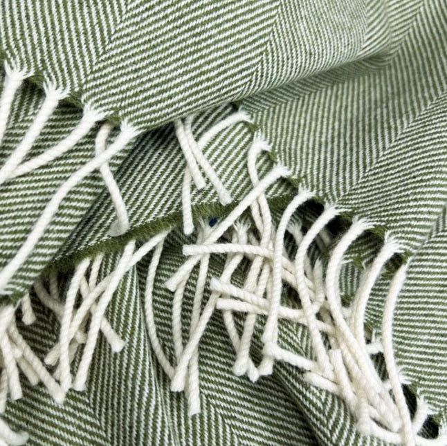 XL Irish Wool Throw - Fern Herringbone