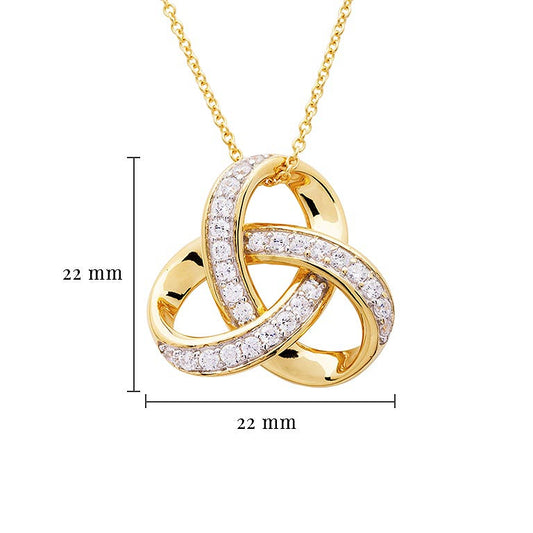 Large Rounded Trinity Knot Necklace - Gold Vermeil & CZ