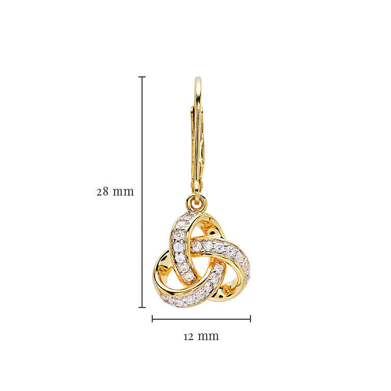 Rounded Trinity Knot Drop Earrings - Gold Vermeil & CZ