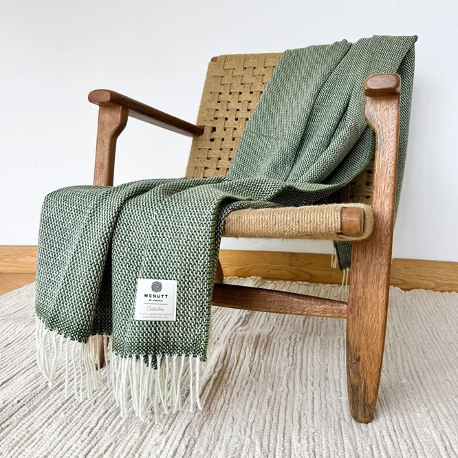 Irish Collection Wool Throw - Moss