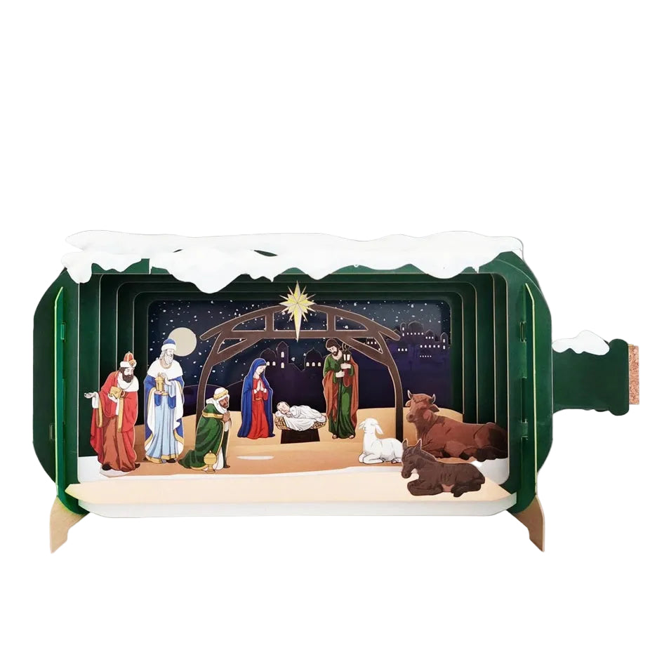 Nativity Scene In A Bottle Pop Up Card