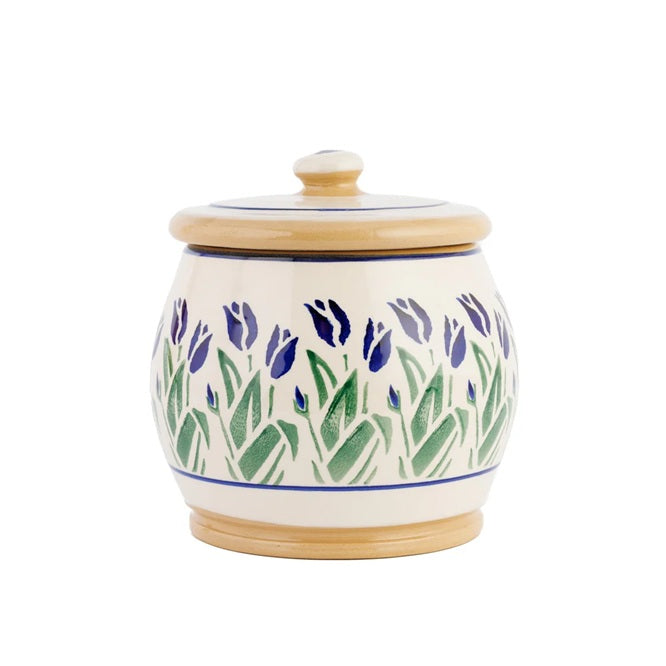 Round Lidded Jar - Blue Blooms