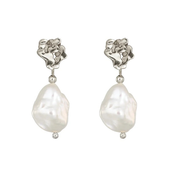 Giant's Causeway Pearl Earrings - Sterling Silver