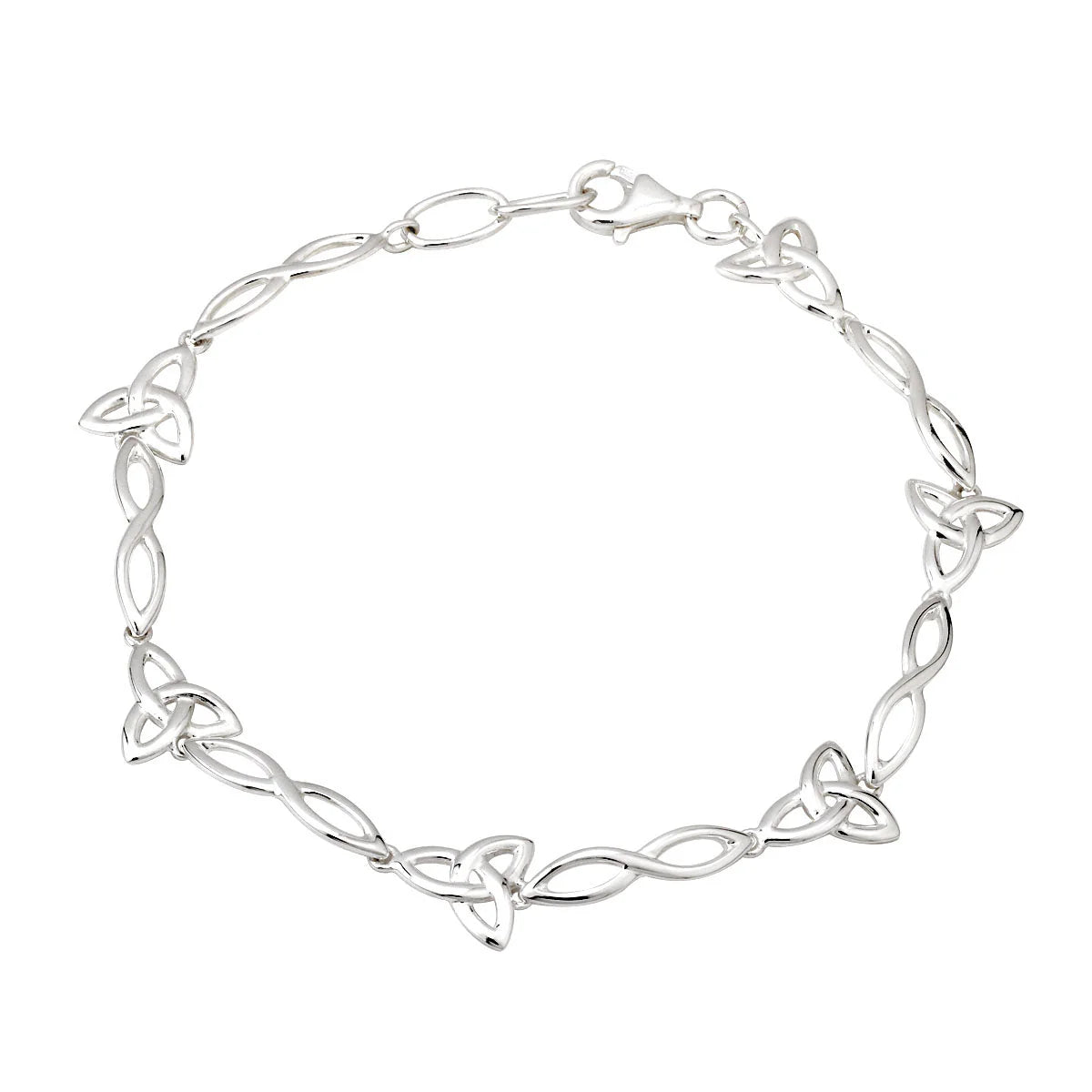 Sterling Silver Eternity Trinity Knot Linked Bracelet