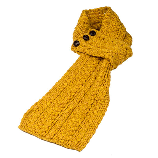 Aran Buttoned Loop Scarf - Sunflower