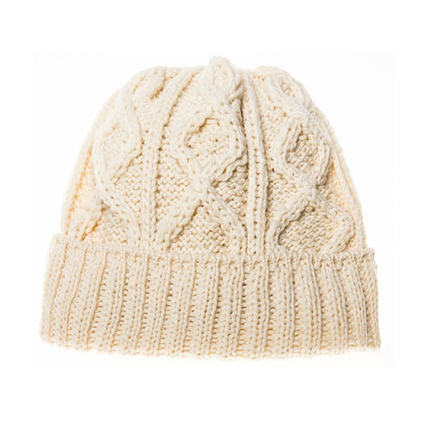 Aran Diamond Stitch Hat - Natural