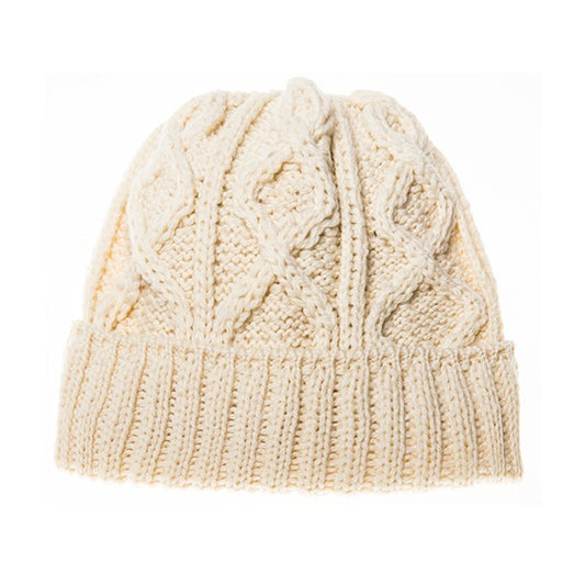 Aran Diamond Stitch Hat - Natural