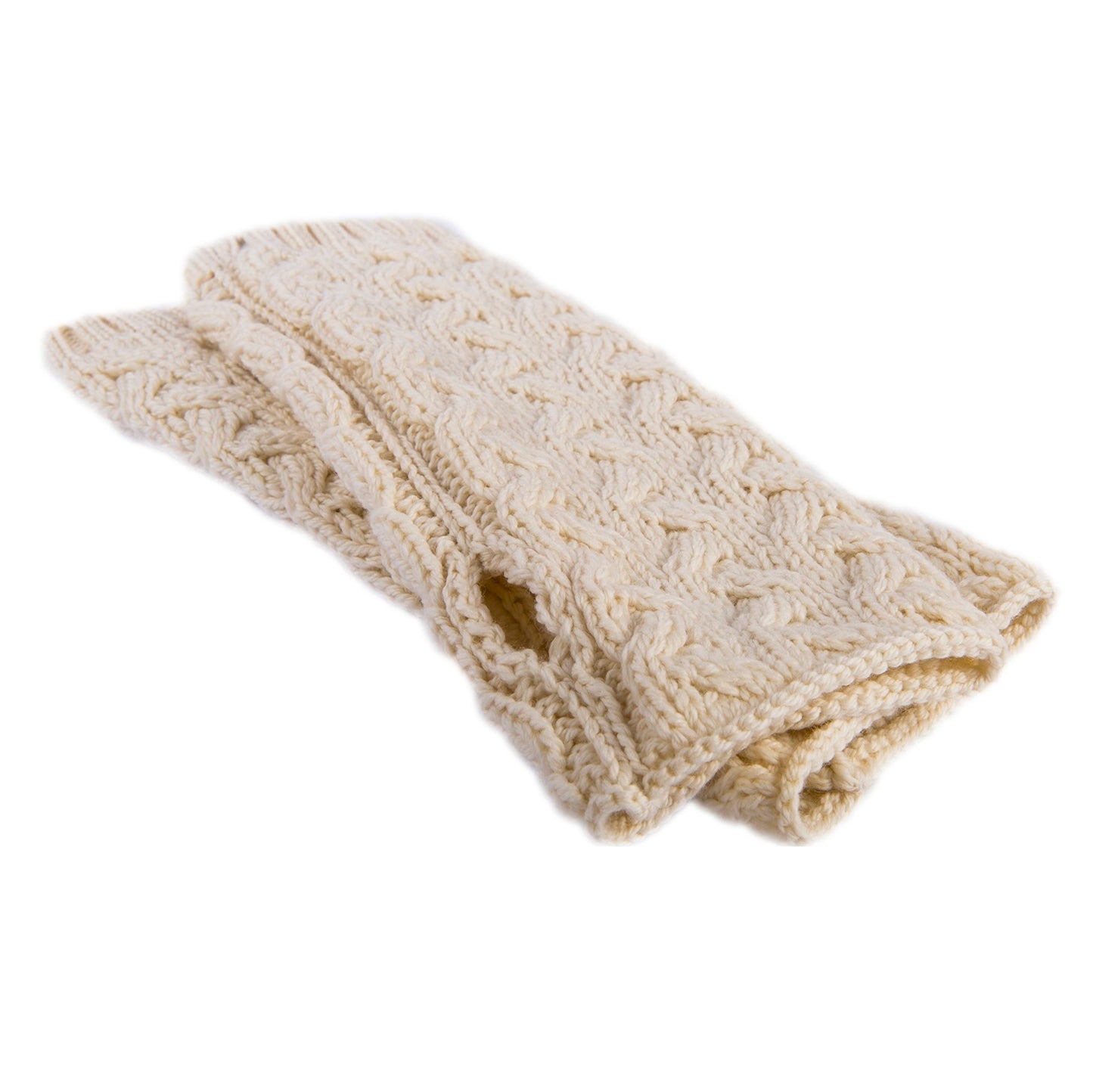 Aran Fingerless Mittens - Natural
