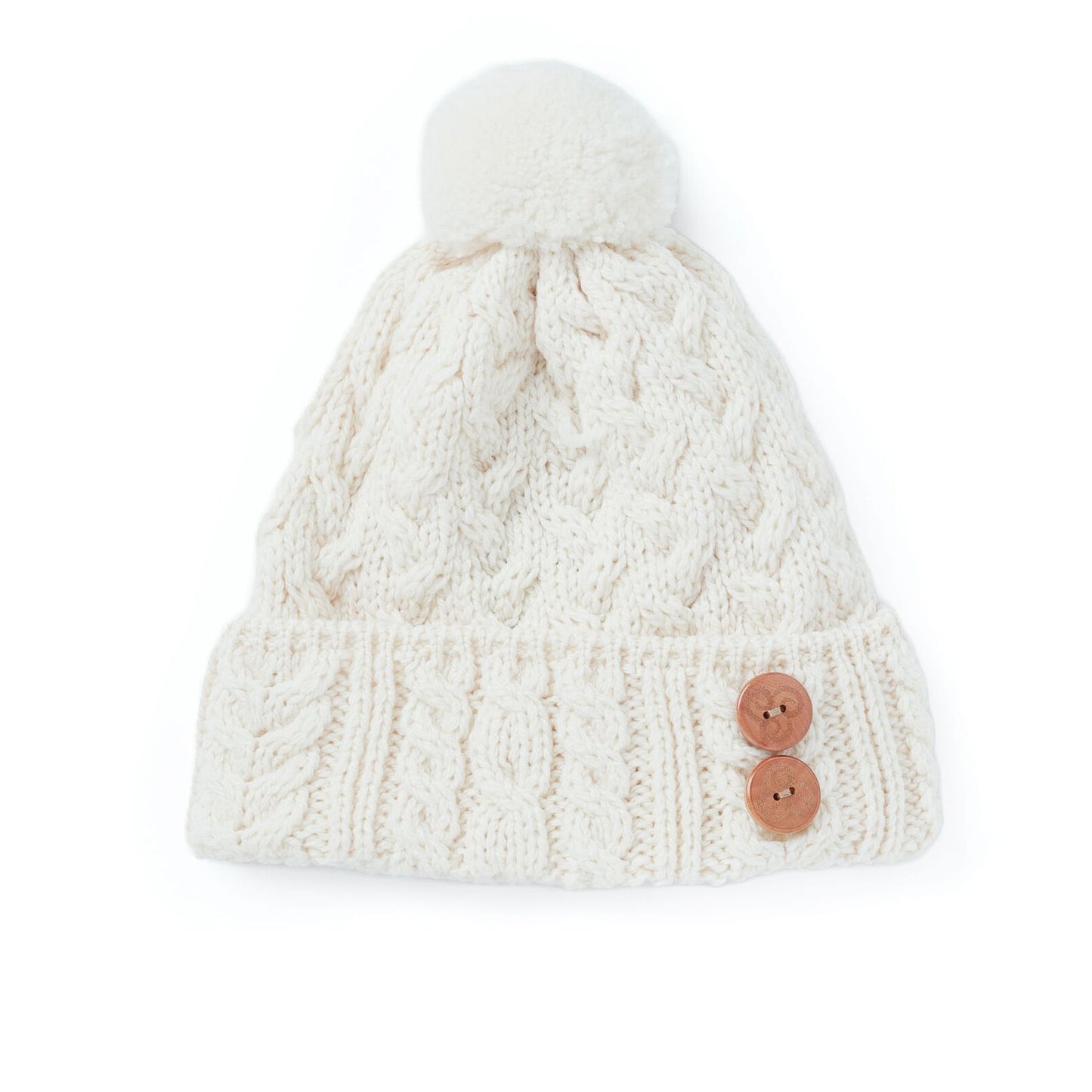 Supersoft Aran Hat with Buttons - Natural