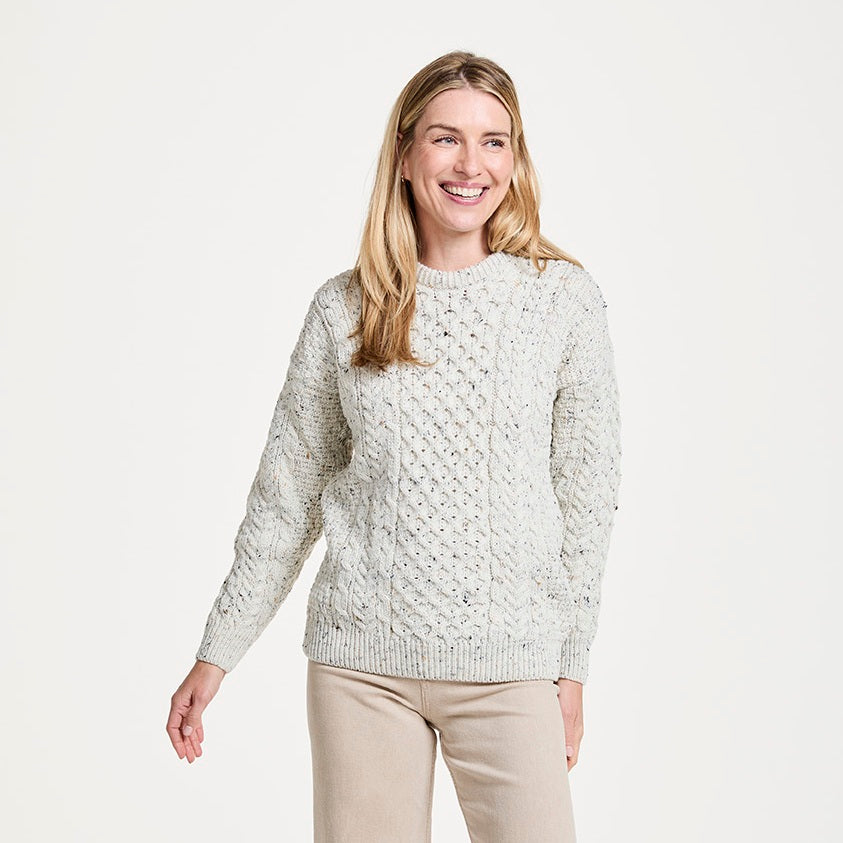 Traditional Aran Sweater - Flecked Cream