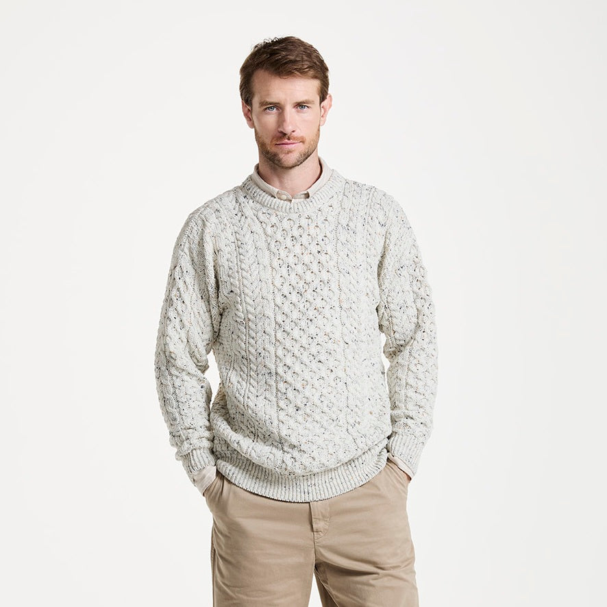 Traditional Aran Sweater - Flecked Cream