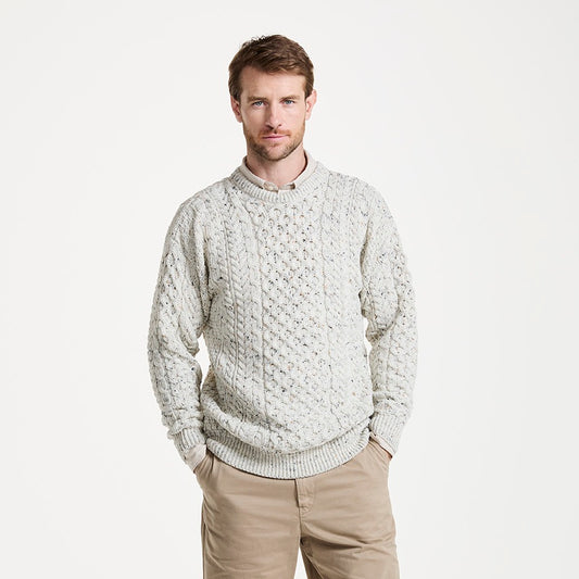 Traditional Aran Sweater - Flecked Cream