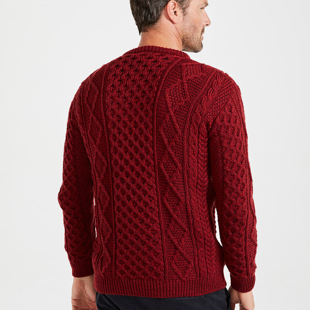 Unisex Supersoft Merino Aran Sweater - Rua Red