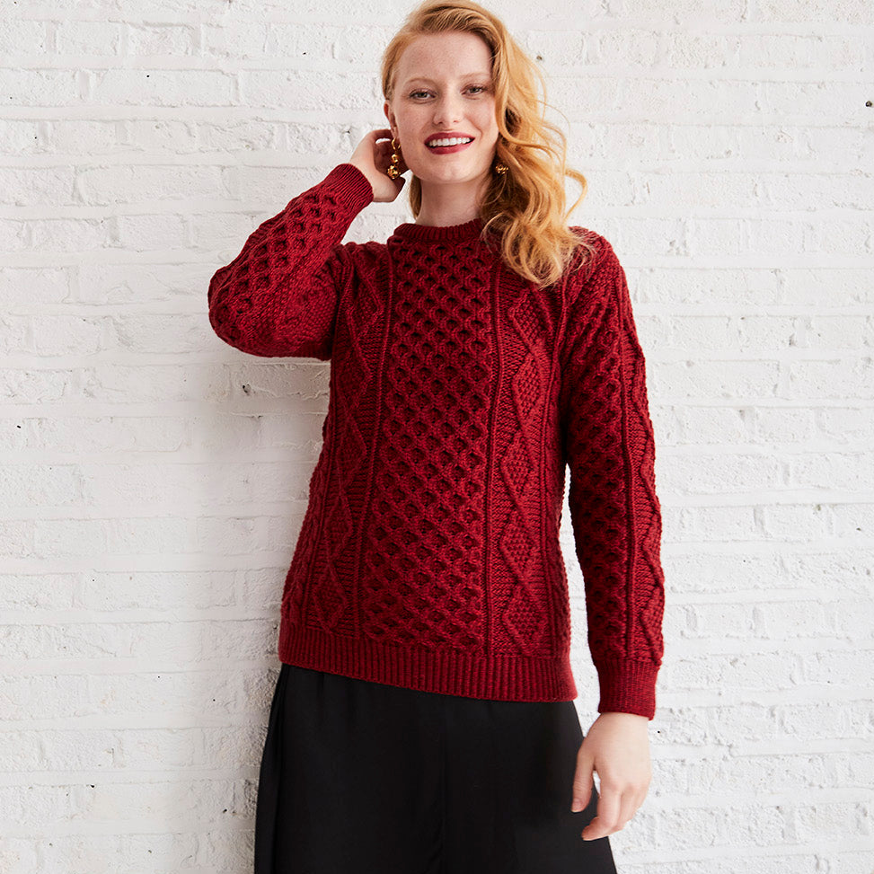 Unisex Supersoft Merino Aran Sweater - Rua Red