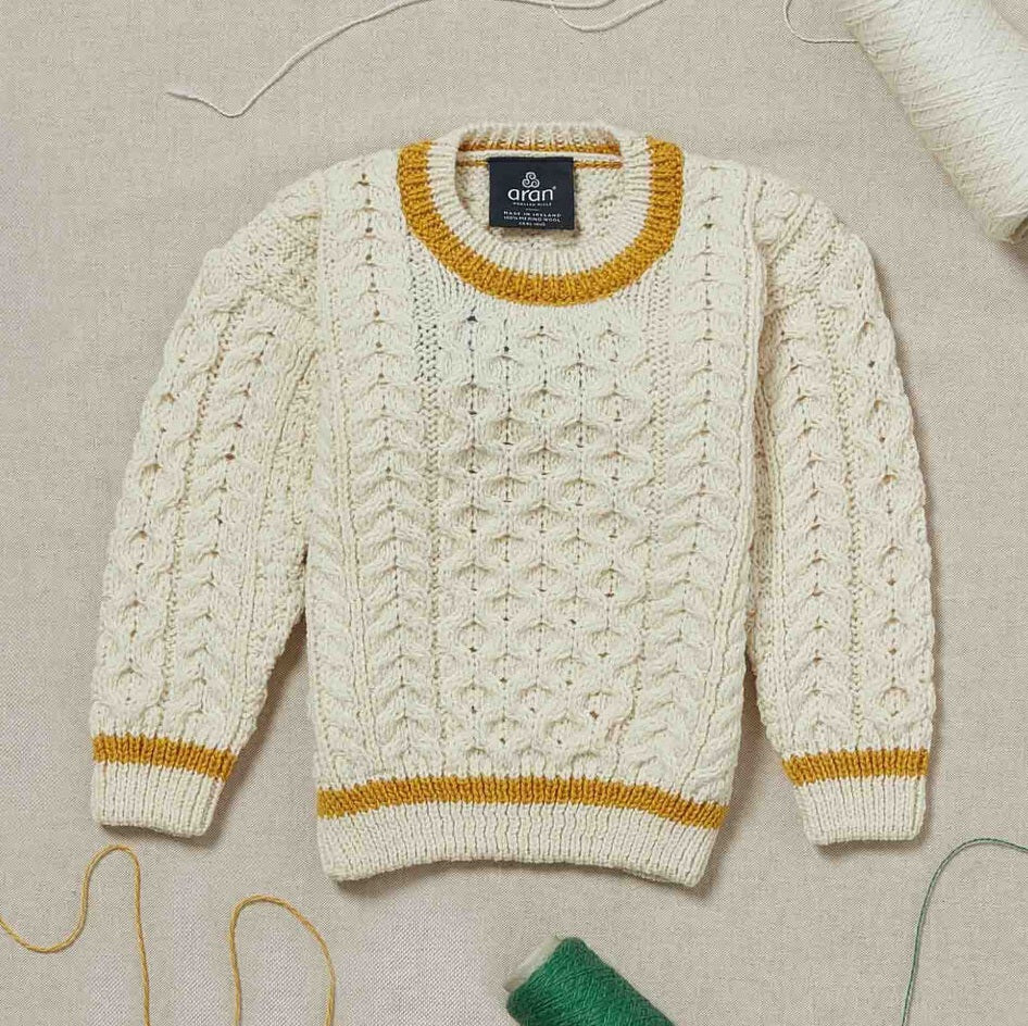 Child's Aran Sweater - Natural & Sunflower