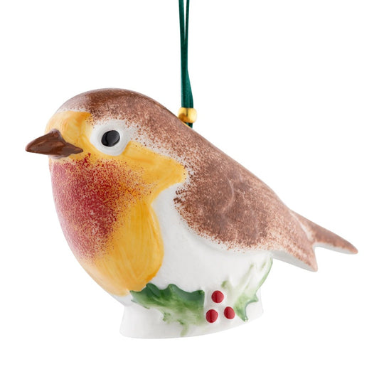 Robin with Holly Hanging Ornament