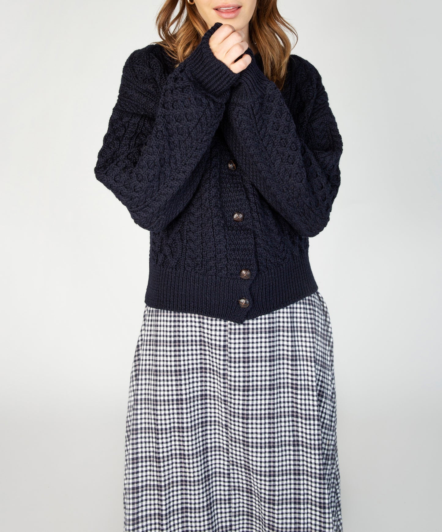 Clover Cropped Cardigan - Navy